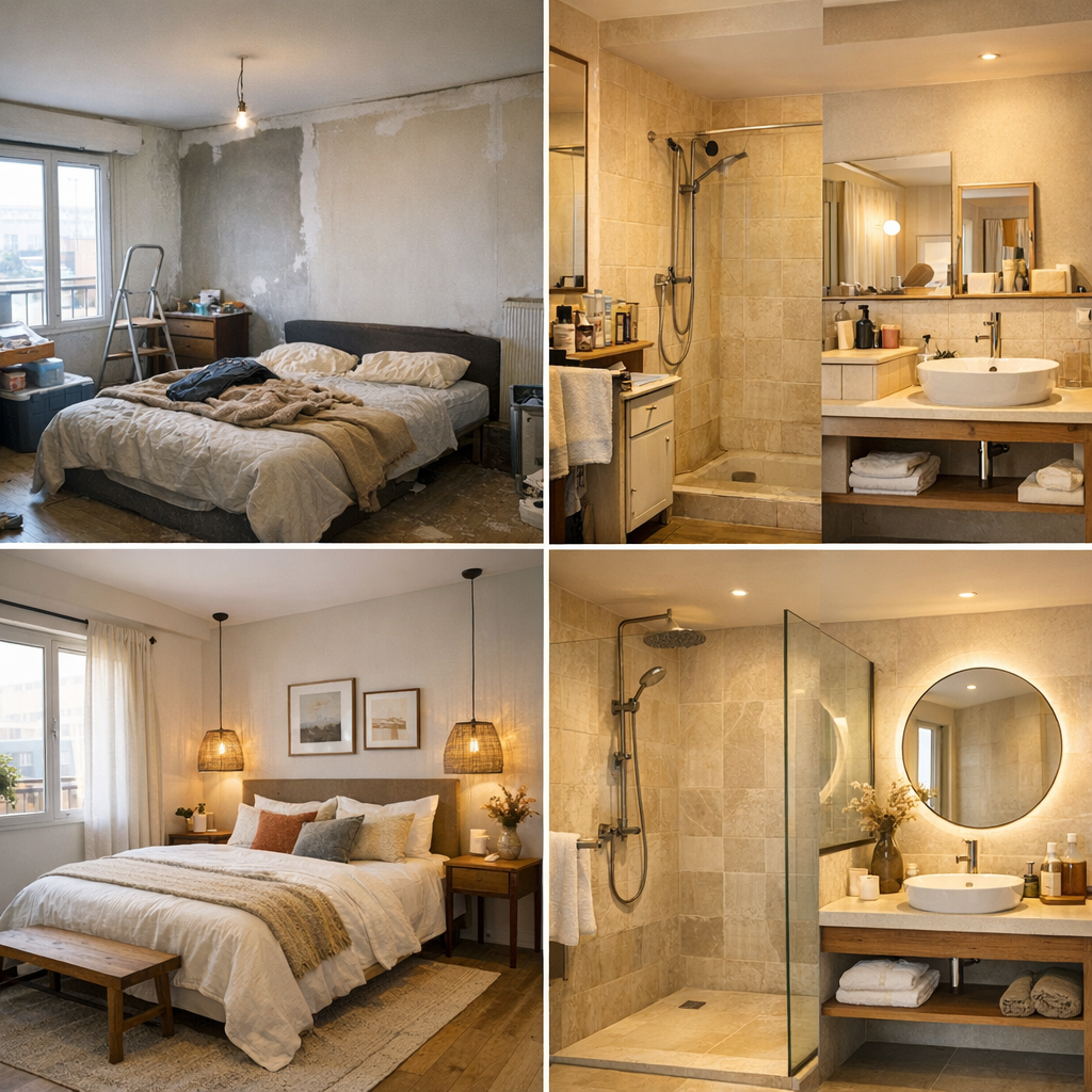Avant/après concret : chambre et salle de bain en 48 heures