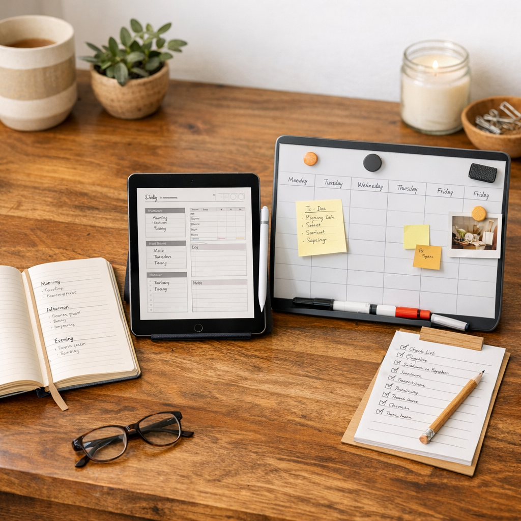 Tableau comparatif&nbsp;: carnet, planner PDF, tableau magnétique ou bloc de check-lists&nbsp;?
