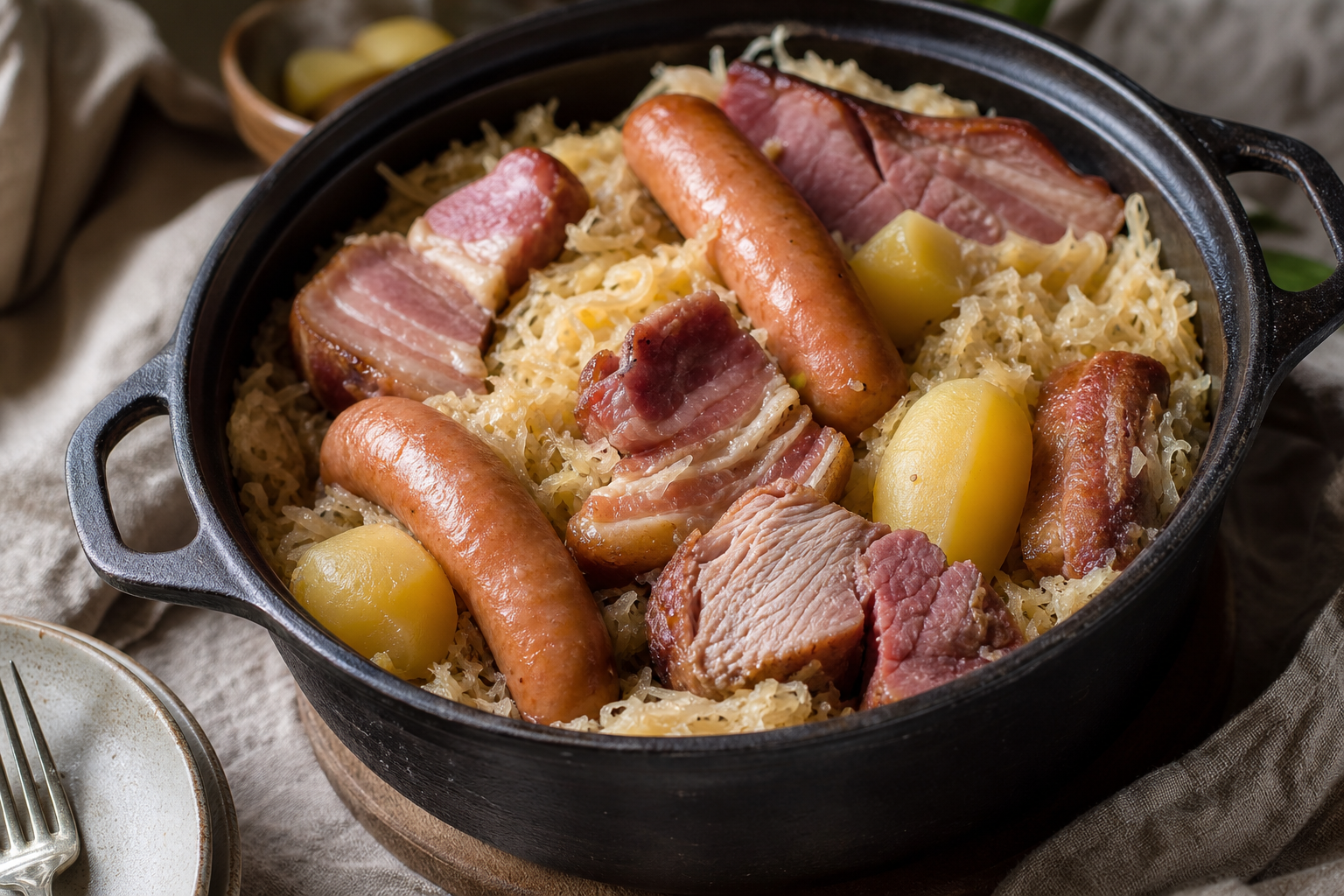 La choucroute maison se prépare crue ou garnie à l’alsacienne
