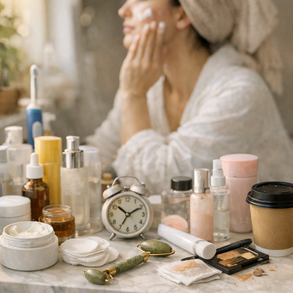 Les erreurs fréquentes qui alourdissent une skincare routine du matin