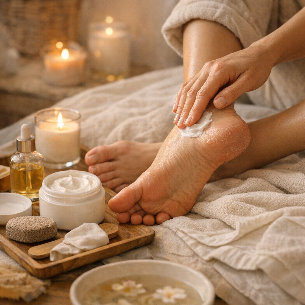 Hydrater et nourrir les pieds secs ou abîmés&nbsp;: le protocole doux de 7 soirs